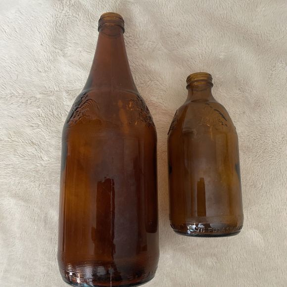Lot of 2 Rare Amber Embossed Turkey Neck Glass AA Anceint Age Whiskey Bottles - Picture 5 of 9